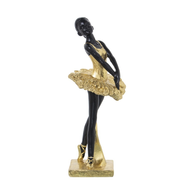 Figura Resina Bailarina Dorada y Negra