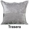 Cojín Terciopelo 100% Poliéster Gris y con Cremallera - Imagen 2