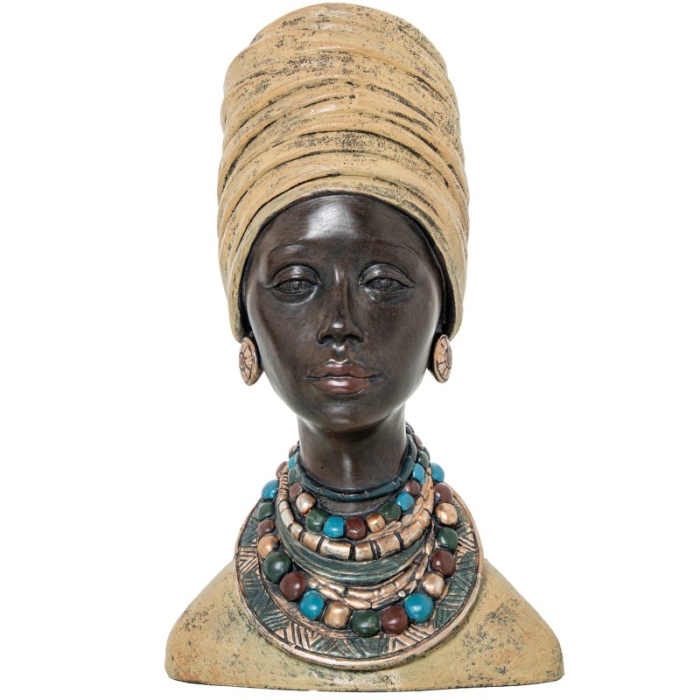 Figura Resina Busto Africana