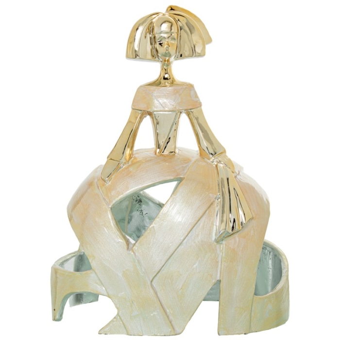 Figura Menina 41Cm Resina Dorada y Nácar