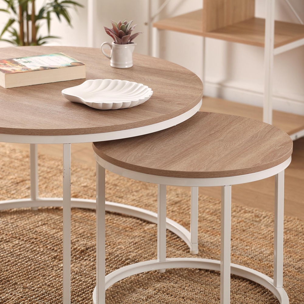 2 MESAS AUXILIARES AUREA BLANCAS - Imagen 2