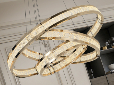 LORIAN- LAMPARA 3 AROS DORADO BRILLO - Imagen 3