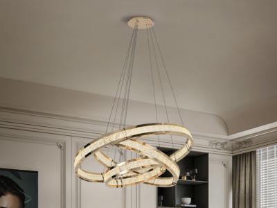 LORIAN- LAMPARA 3 AROS DORADO BRILLO