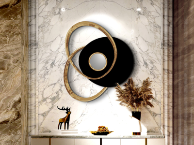 TRIO-ESCULTURA PARED-NEGRO/ORO ROSA