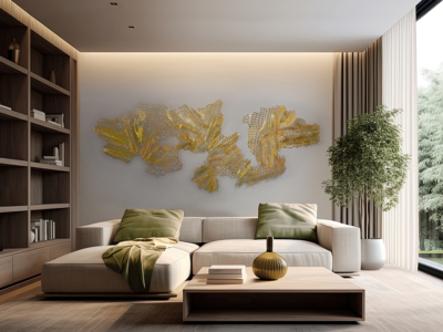 DRAKO-ESCULTURA PARED-ACERO DORADO - Imagen 2