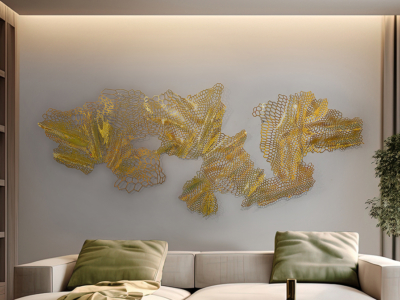 DRAKO-ESCULTURA PARED-ACERO DORADO