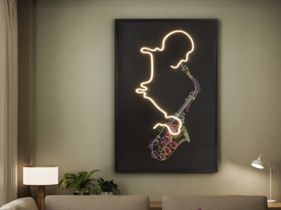 SAXOFON-CUADRO LUZ LED