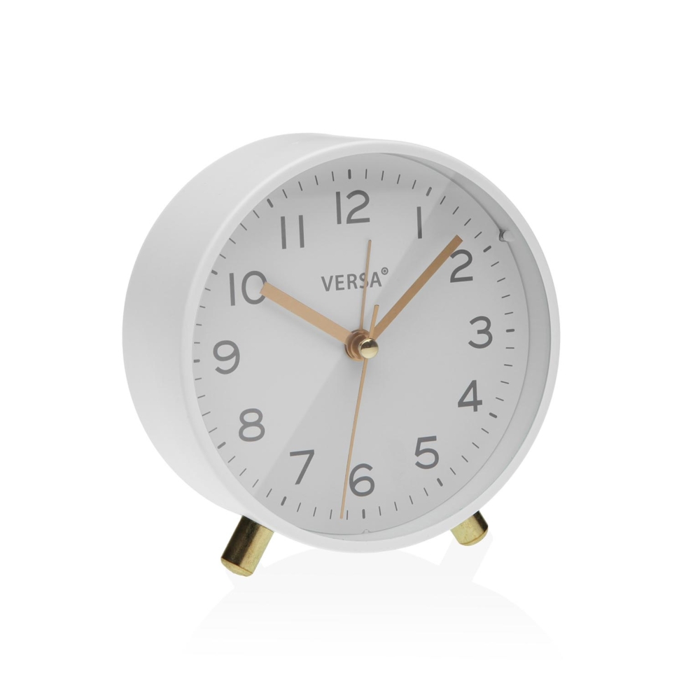 RELOJ DESPERTADOR DE MESA METAL BLANCO - Imagen 1