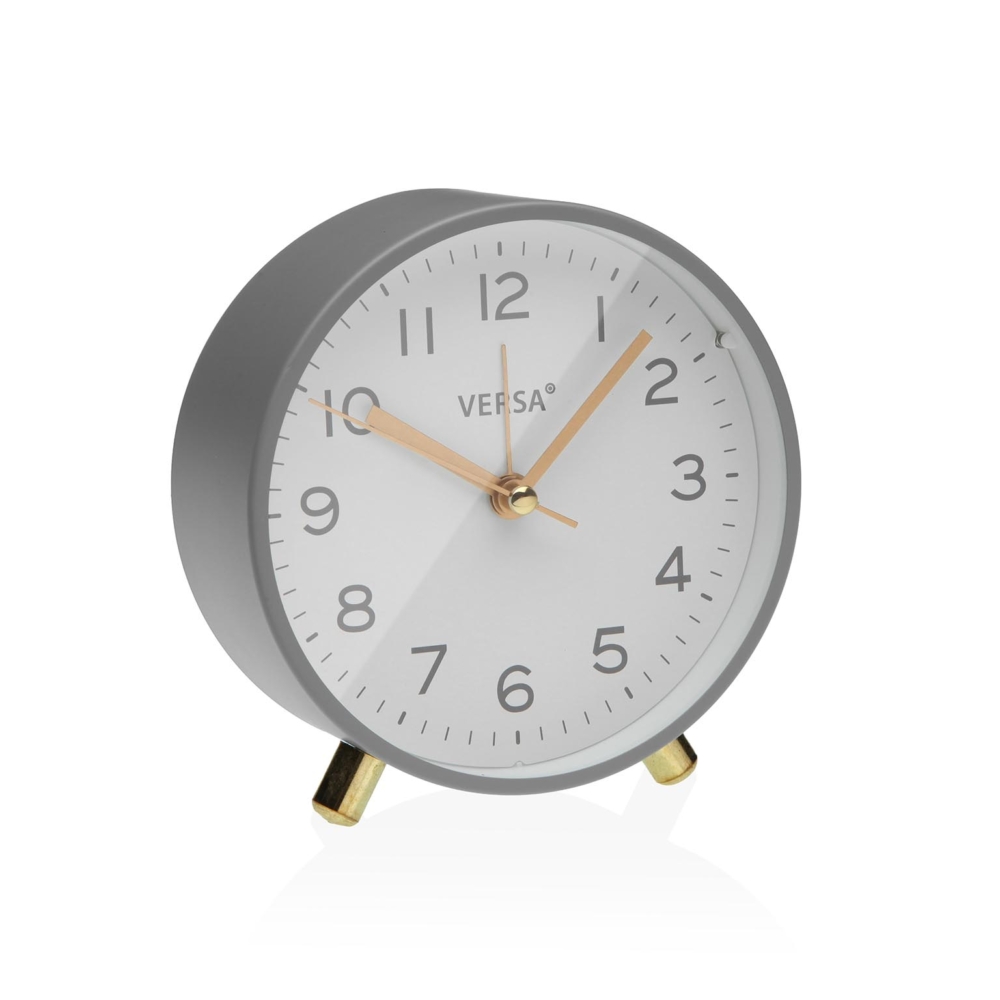 18560415 RELOJ DESPERTADOR DE MESA METAL GRIS - Imagen 1