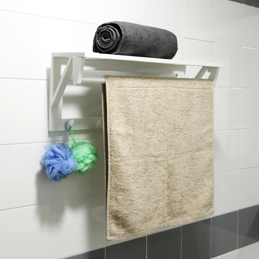 PERCHERO DE PARED BLANCO CON BALDA Y 5 GANCHOS - Imagen 2