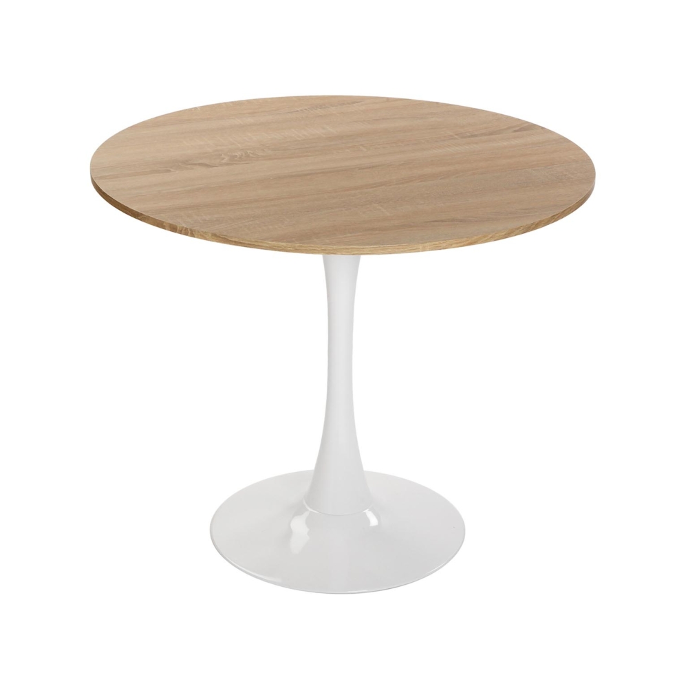 MESA BLANCA Y MADERA MEERA 100 CM - Imagen 1