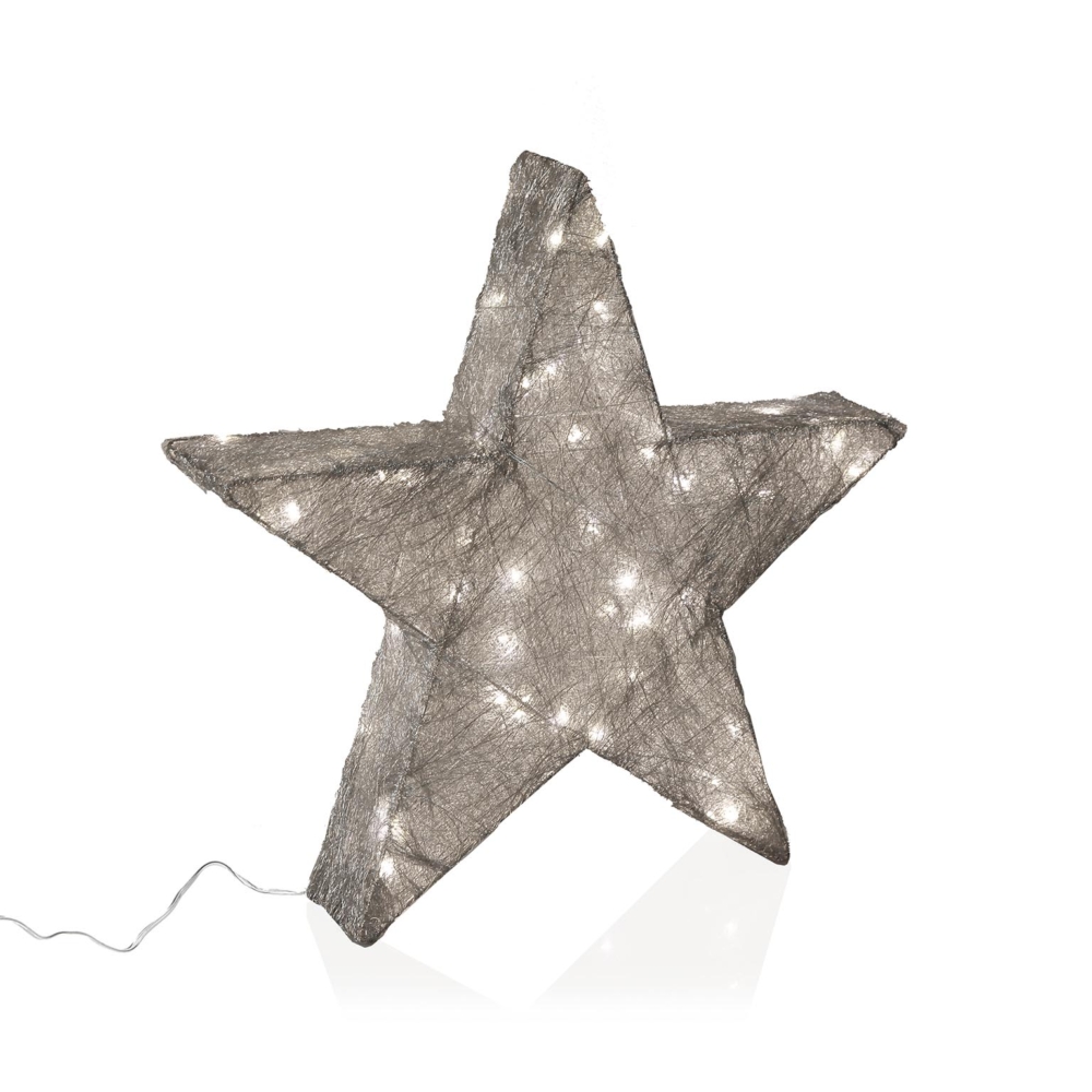 ESTRELLA PLATEADA EN 3D LUMINOSA 30CM - Imagen 2