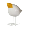 Figura Pájaro Cerámica Blanco C y Pico Amarillo