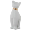 Figura Cerámica Gato 51Cm Blanco y Dorado