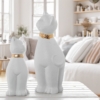 Figura Cerámica Gato 51Cm Blanco y Dorado - Imagen 2