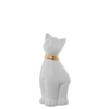 Figura Cerámica Gato 37Cm Blanco y Dorado