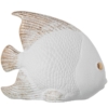 Figura Pez Cerámica 31Cm Blanco Arena y Dorado
