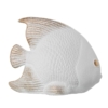 Figura Pez Cerámica 26Cm Blanco Arena y Dorado