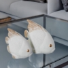 Figura Pez Cerámica 26Cm Blanco Arena y Dorado - Imagen 2