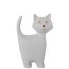 Figura Gato 27Cm Ceramica Blanco y Oro Acabado Arena