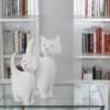 Figura Gato 27Cm Ceramica Blanco y Oro Acabado Arena - Imagen 2