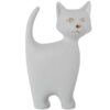 Figura Gato 40Cm Ceramica Blanco y Oro Acabado Arena
