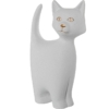 Figura Gato 40Cm Ceramica Blanco y Oro Acabado Arena - Imagen 3