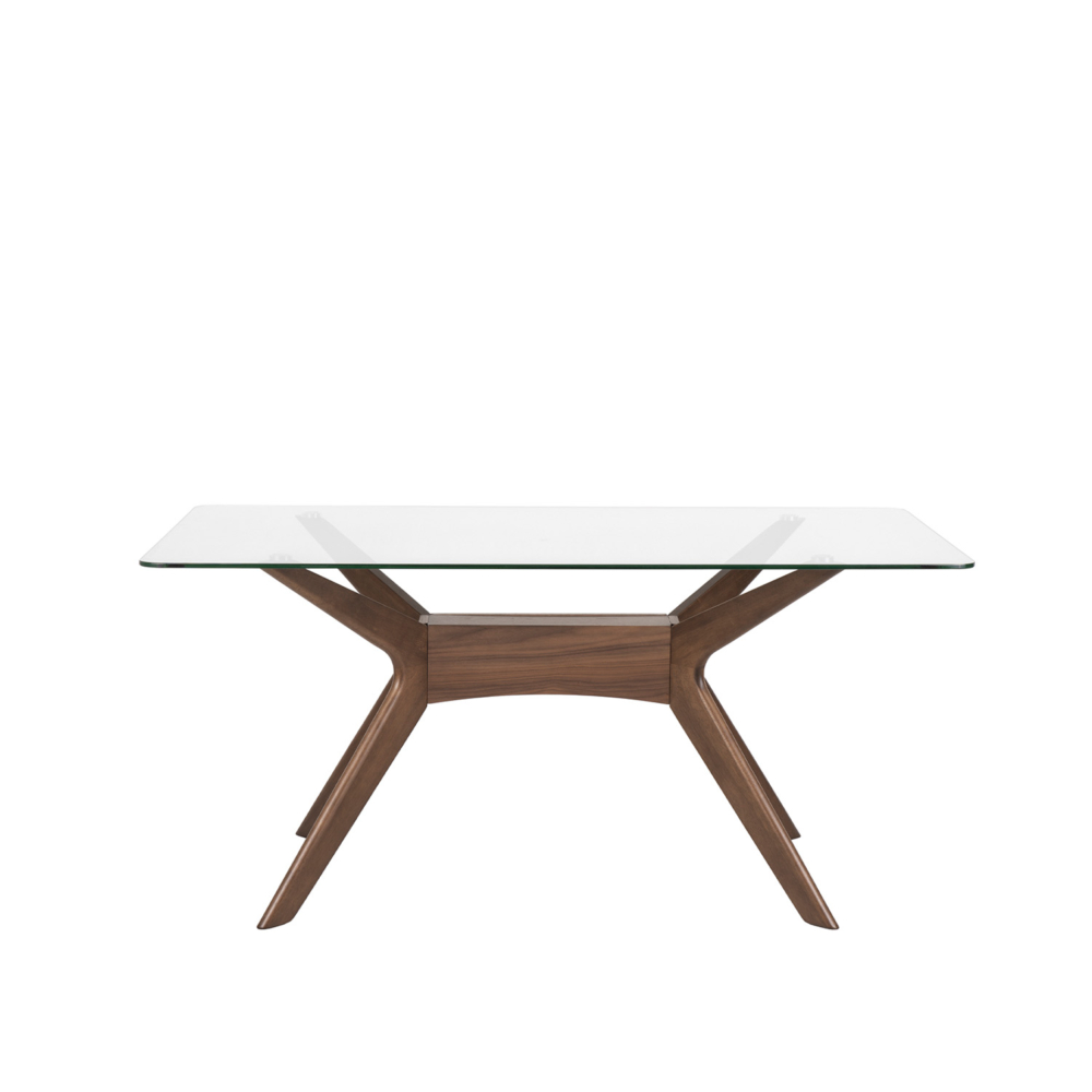 MESA FIJA DELLA 160 CRISTAL/NOGAL - Imagen 2