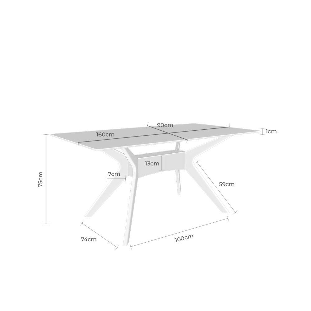 MESA FIJA DELLA 160 CRISTAL/NOGAL - Imagen 6
