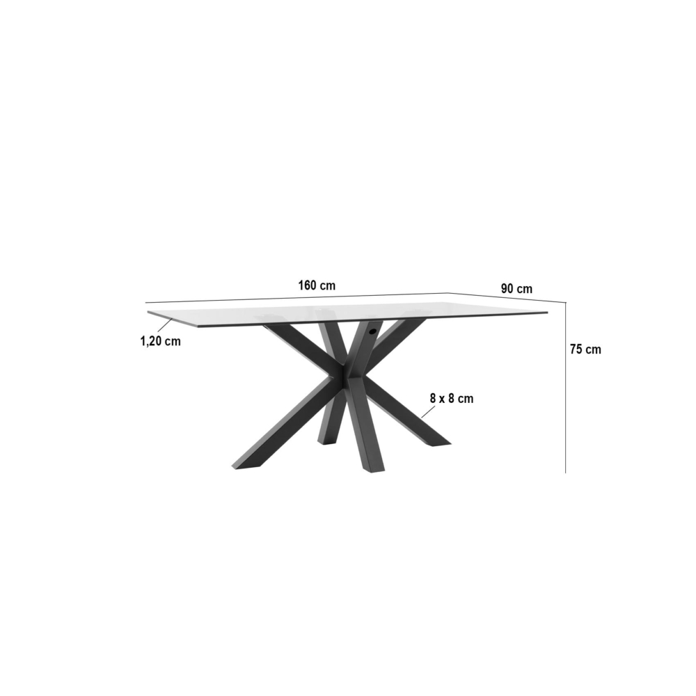 MESA FIJA DEMI 160 CRISTAL/NEGRO - Imagen 5