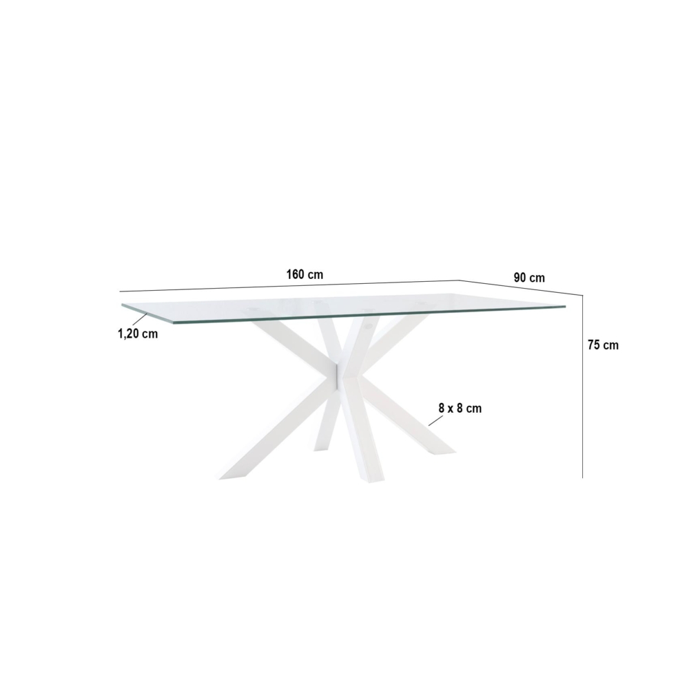 MESA FIJA DEMI 200 CM CRISTAL/BLANCO - Imagen 5