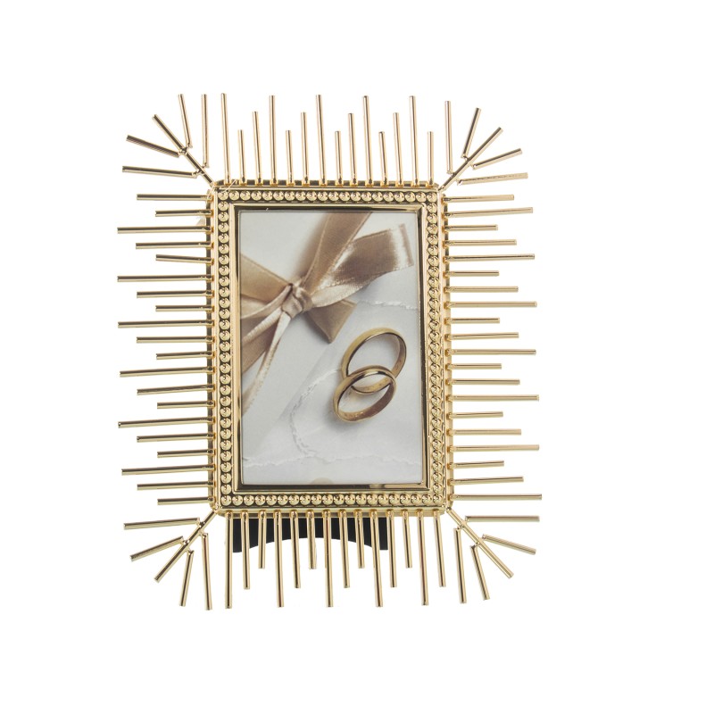 11441 Portafotos Metal Dorado Ext: y Mat:hierro y Cris - Imagen 1