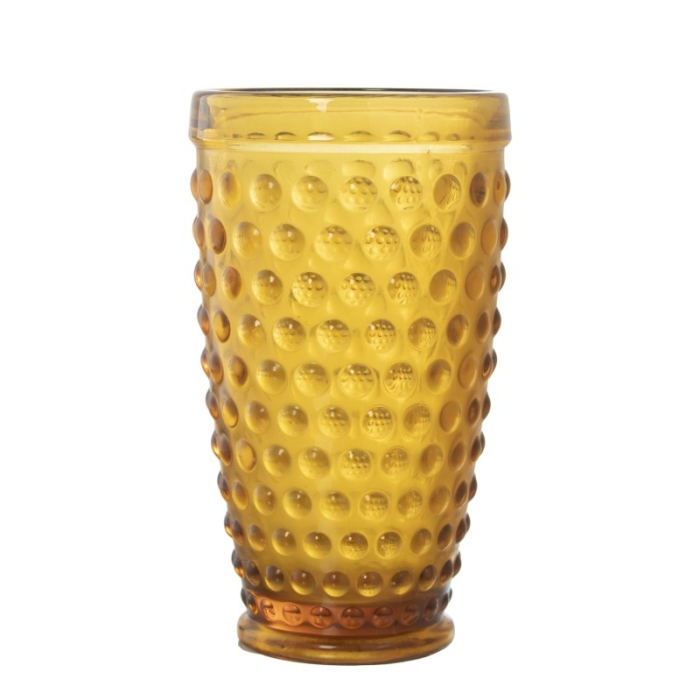 Vaso Alto Cristal Mostaza 400-Ml --Esferas--- Ø8 y Apto Lavavajillas