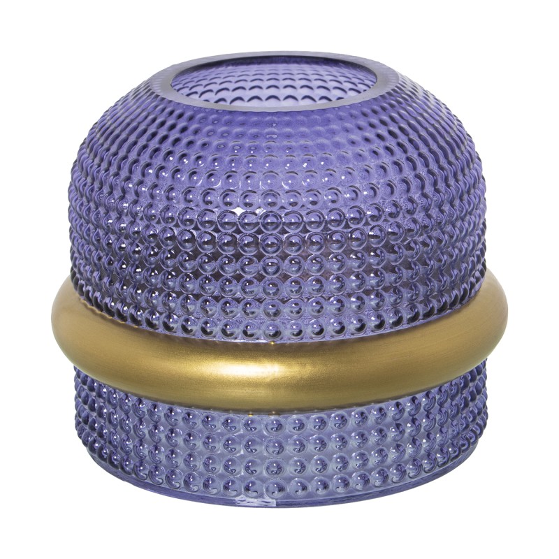 19538 Jarrón Cristal Azul Aro Dorado y Boca:ø7 y 5Cm - Imagen 1