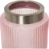 Jarrón Cristal Rosa Borde Dorada y Boca Metal:ø9Cm - Imagen 2