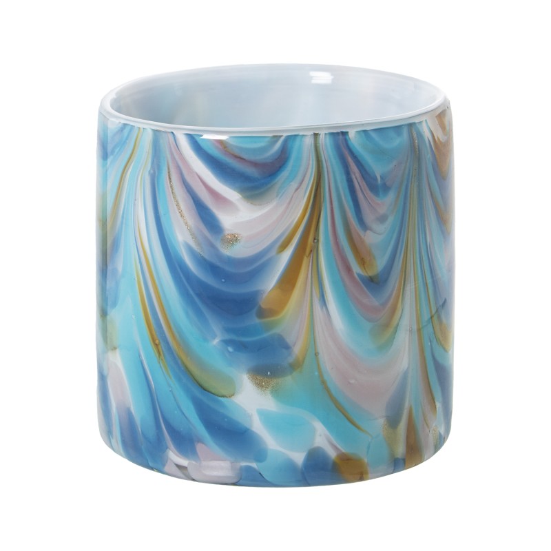 20175 Portavelas Cristal Blanco y Azul - Imagen 1