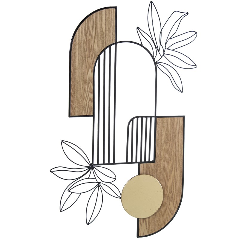 24362 Adorno Pared Metal y Madera Hojas y 5Cm - Imagen 1