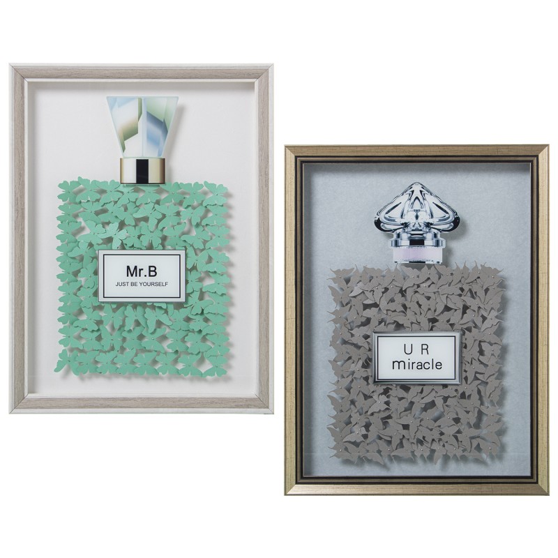 36351 Cuadro Perfume Mariposas Papel3D Marco Ps C y Cristal Surtido y - Imagen 1