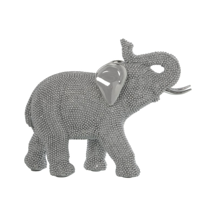 Figura Elefante Resina Plateada 23 y