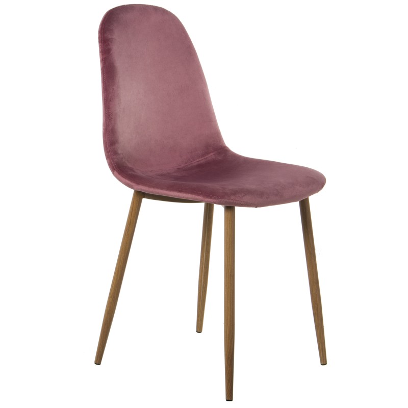 49696 Silla Terciopelo Rosa Patas Metal Imitación Madera-Alt.asiento:47Cm - Imagen 1