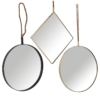 Set 3 Espejos Metal Dorado C y Cuerda y