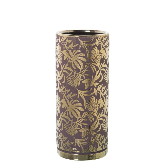 Jarrón Cerámica Rosa y Oro