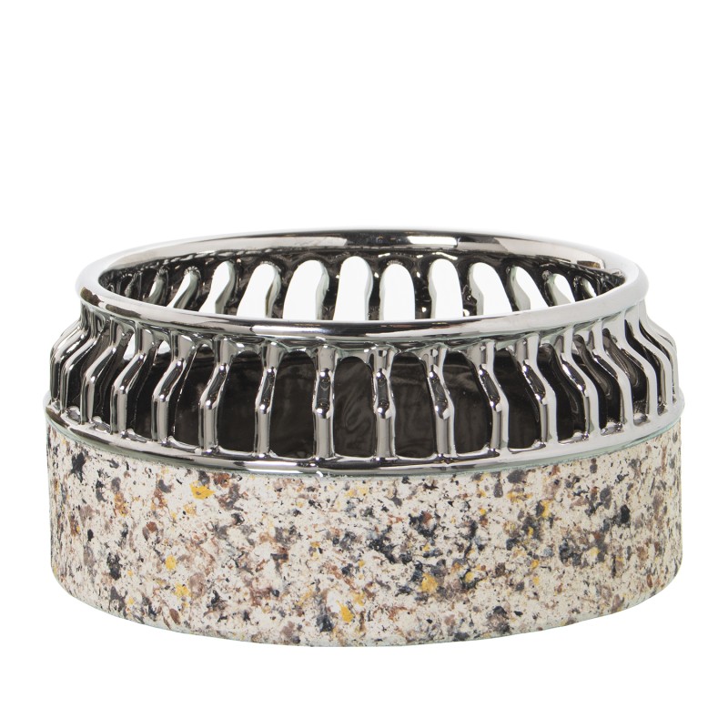 50262 Macetero Cerámica Plata y Efecto Granito - Imagen 1