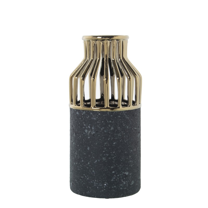 50266 Jarrón Cerámica Oro y Gris Oscuro - Imagen 1