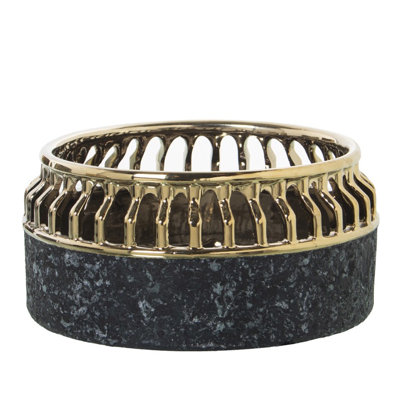 50268 Macetero Cerámica Oro y Gris Oscuro - Imagen 1