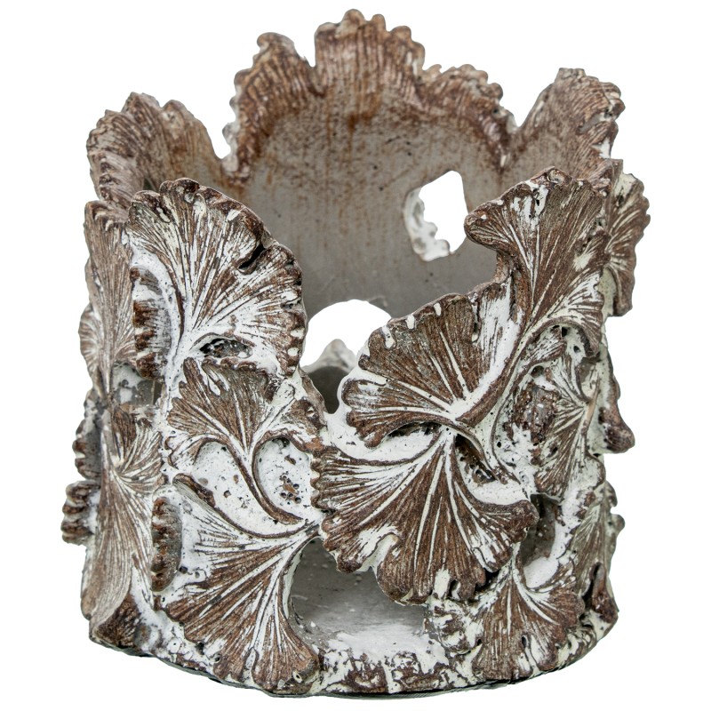 50309 Portavelas Resina Hojas Marrón Decapé - Imagen 1