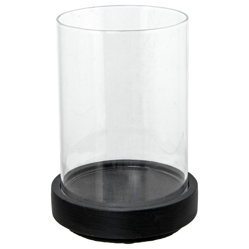 50609 Portavelas Cerámica Gris C y Cilindro Cristal - Imagen 1