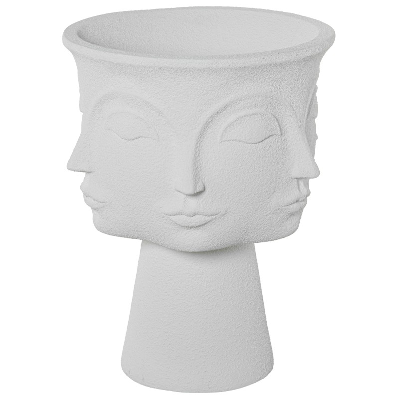 50635 Macetero 3 Caras Resina Blanco Granulado Hueco:ø18 y - Imagen 1