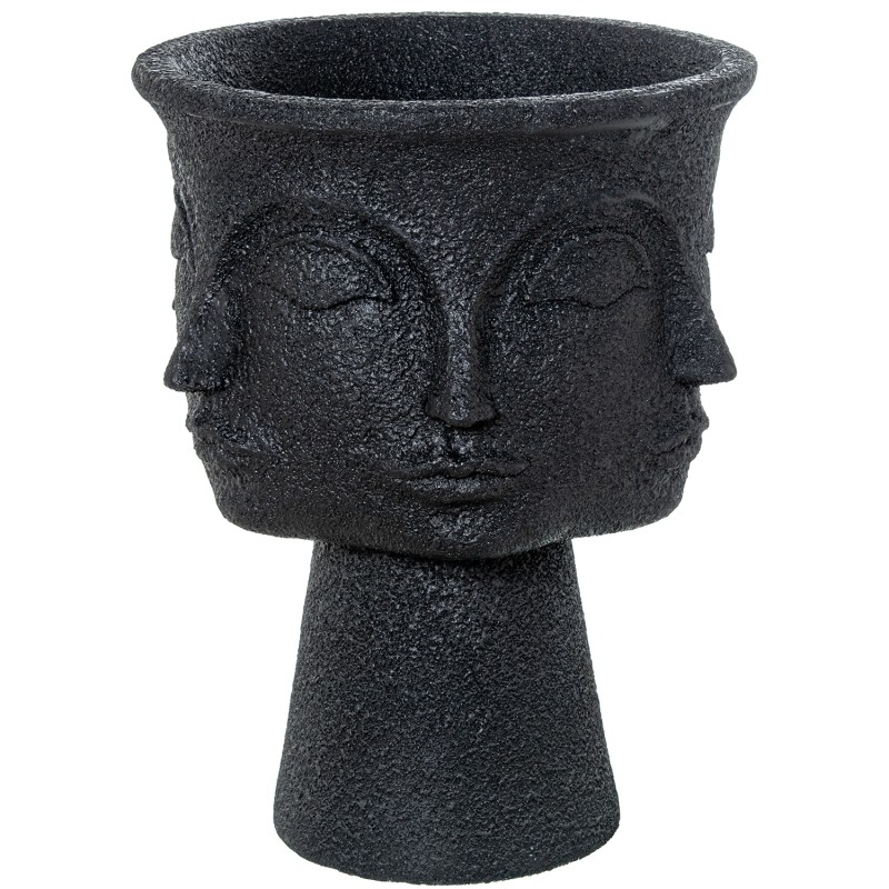 50636 Macetero 3 Caras Resina Negro Granulado Hueco:ø18 y - Imagen 1