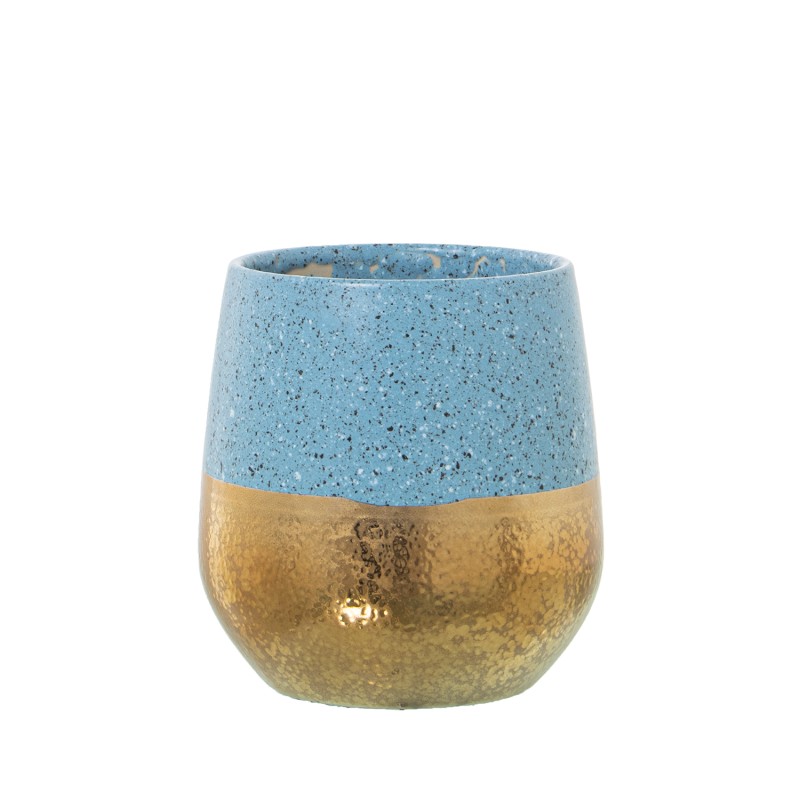 52697 Macetero Cerámica Dorado y Azul - Imagen 1